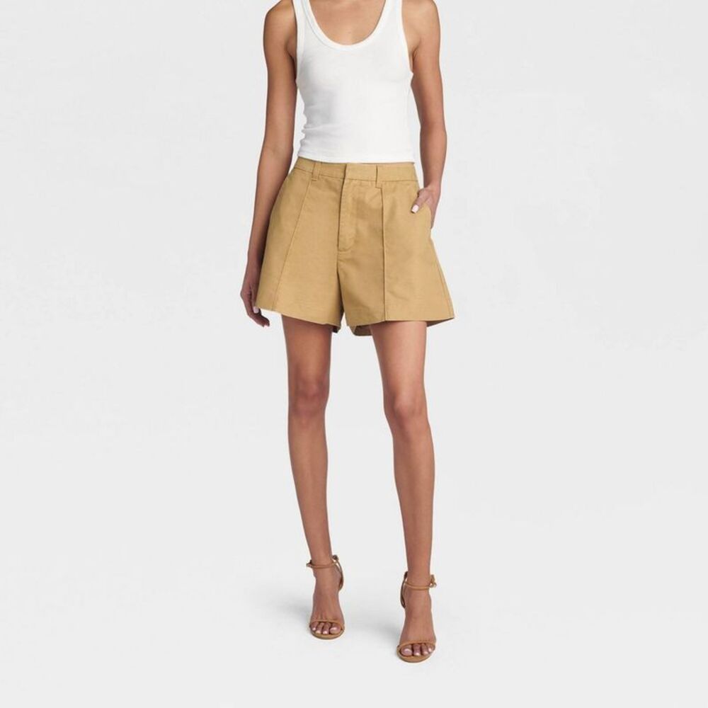 KBB by KAHLANA Women's 'The Flared Chino Shorts' - Brown 2